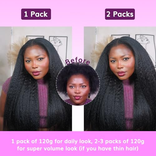 IDN BEAUTY Clip in Hair Extensions Real Human Hair Kinky Straight 120g Natural Black Double-layer Lace Clip In for Black Women Soft Breathable Lace Invisible Seamlessly Blending 7pcs 18 Inch