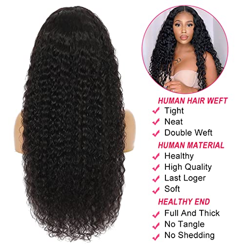 28 Inch Deep Wave Lace Front Wigs Human Hair Pre Plucked 180% Density Wet and Wavy Glueless HD Transparent Curly Lace Front wigs Human hair with Baby Hair 13x4 Lace Frontal Wigs for Women