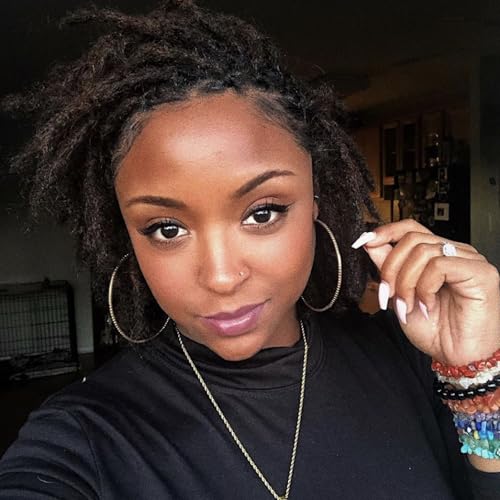 0.6 cm Width 8 Inch 30 Strands Human Hair Loc Extensions, Natural Black 100% Full Handmade Permanent Real Human Hair Dreadlock Extensions for Women/Men/Kids Can Be Dyed Bleached Curled Twisted