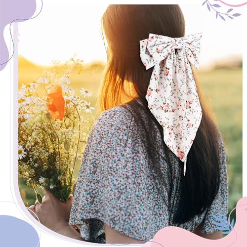Mimorou 36 Pcs Big Hair Bows for Women Silky Satin Hair Bows Bulk Oversized Long Tail Black White Hair Bow Large Hair Ribbons Hair Clips Barrettes Large Metal Clips Bowknot Hair Accessories Gift