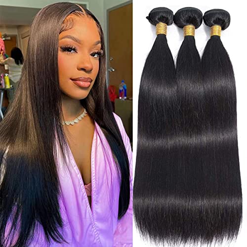 Human Hair Bundles Straight Hair Bundles 20 20 20 Inch Brazilian 100% Unprocessed Virgin 3 Bundles Human Hair for Black Women