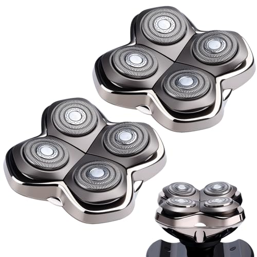 2Pack Pro 4 Shaver Replacement Heads Compatible with Skull Pitbulls Gold PRO, Silver PRO, Platinum PRO, Head Shavers, Electric Shaver Half Head for Men/Women (2 PACK BORON)