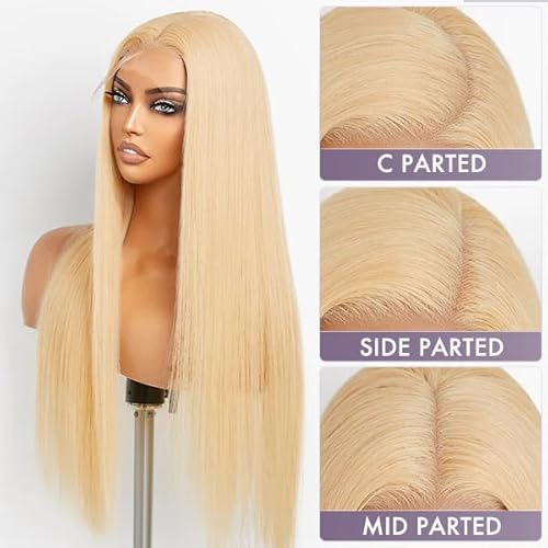 Azkiu 613 Lace Frontal Wig Human Hair 13x4 Hd Lace Blonde Straight Wigs Human Hair Pre Plucked With Baby Hair Bleached Knot Blonde wig Human Hair 150 Density 26 inch