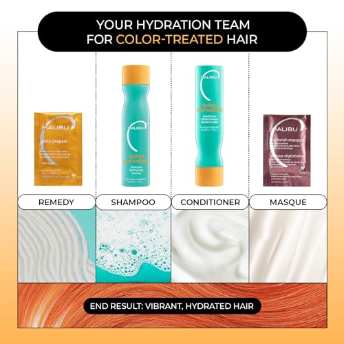 Malibu C Color Prepare Wellness Hair Remedy - Extends Hair Color Vibrancy & Counteracts Discoloration, Dullness & Brassiness - Made with a Blend of Antioxidants