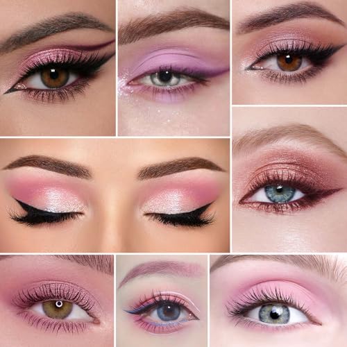 AMY'S DIARY Pink Shimmer Eye Shadow Makeup Palette 9 Colors, Highly Pigmented Matte Glitter Shimmer Pearl Waterproof Party Sparkling Eyeshadow Palette (02#)