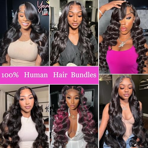 MDL Human Hair Bundles 24 24 26 26 Inch 4 Bundles Human Hair Unprocessed Brazilian Virgin Bundles Human Hair Extension Double Weft Natural Black
