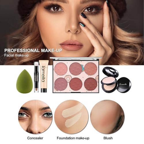 MISS ROSE M All In One Makeup Kit, Makeup Kit for Women Full Kit,Multipurpose Women's Cosmetics Set,Beginners and Professionals Alike,Easy to Carry(DLS-Pink)