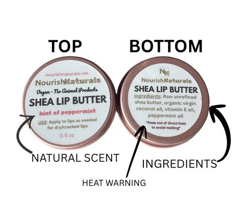 Shea Lip Butter - All Natural 4 Ingredient Lip Balm - Pack of 3 - for dry cracked lips, travel sized, ultra moisturizing vegan lip balm, for long lasting hydration & lip repair, w/Peppermint oil