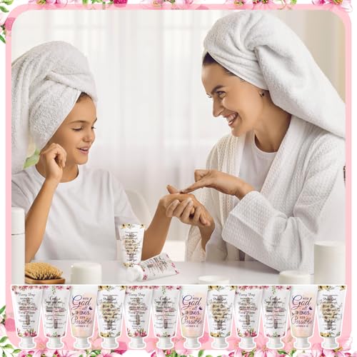 100 Pcs Christian Hand Cream Bulk Gifts for Women Breast Cancer Awareness Favors Bible Verse Lotion Scripture Travel Hand Lotion for Dry Cracked Bulk Religious Gifts for Women (Cross Style)