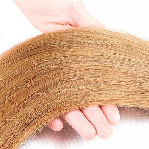 #27 Honey Blonde Bundles Human Hair Straight Bundles 22 24 26 Inch Unprocessed Brazilian Virgin Hair Weave Blonde Human Hair Extensions 3 Bundle 50 Grams Per Bundle For Woman