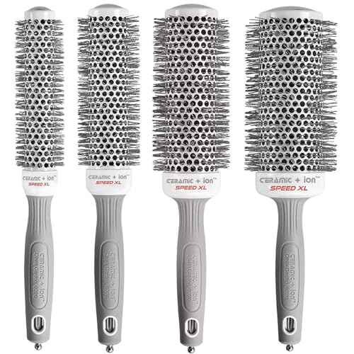 Olivia Garden Ceramic + Ion Speed XL - Extra-Long Round Thermal Hair Brush - Not Electrical - Professional Blowout Brush for Normal to Thick Hair