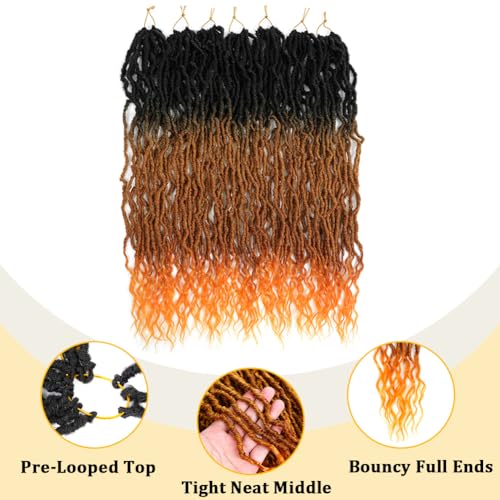 Faux Locs Crochet Hair (30 Inch) XCRUIQO Soft Locs with Curly Ends Goddess Locs Synthetic Boho Crochet Faux Locs for Women Pre Looped (8 Packs, Honey Orange)