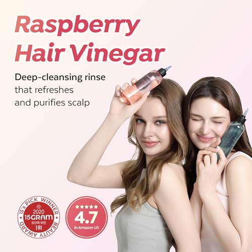 A¡¯PIEU Raspberry Hair Vinegar - Deep Scalp Clean & Detox for Oily Scalp, Buildup & Dandruff Scalp Treatment, pH-Balancing Rinse for Fresh, Shiny Hair, Korean Hair Care, 6.76 fl oz
