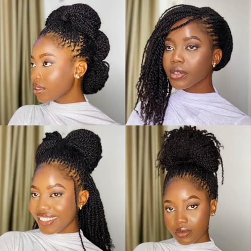 QVR Afro Kinkys Bulk Human Hair for Dreadlock Extensions Repair Locs 150 Gram, Natural Black 18inches Mini Spring Twist Braiding Afro Kinky Human Hair for LocKs