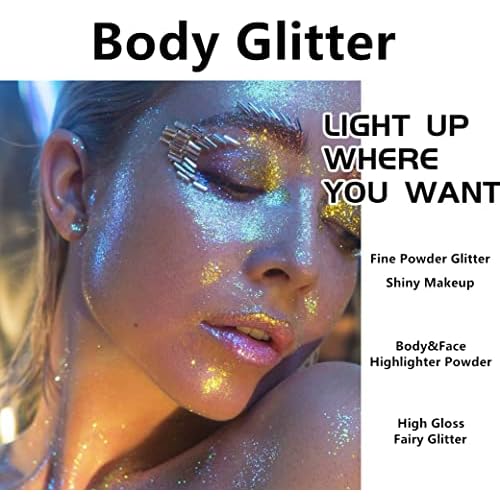 Go Ho Hair and Body Glitter Spray,Gold Glitter Spray Dry Powder Makeup for Clothes,Festival Loose Sparkle Powder,Holographic Ultra Fine Resin Glitters for Crafts,10g