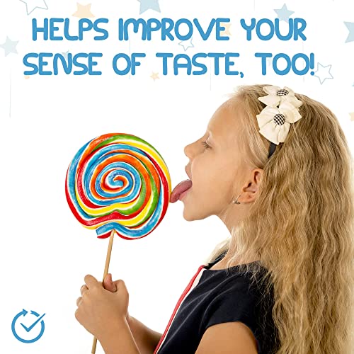 Kids Tongue Scraper or Cleaner Set ? Pack of 4 BPA-Free Plastic Dental Scrapers Helps Freshen Bad Breath, Remove Gunk ? Multicolored with Easy-to-Grasp Handles and Brush Covers by 55Dental, Ages 2+