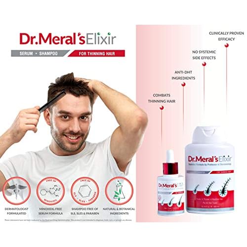 Dr. Meral's Elixir - Essential Hair Growth Products Kit: Minoxidil Free Thinning Hair Serum with Saw Palmetto & Sodium Lauryl Sulfate Free Shampoo for Hair Loss - DHT Blocker, Stimulates Hair Regrowth