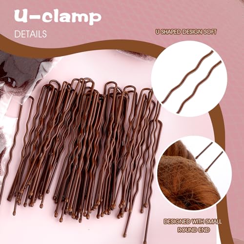 Hair Net Set - 20 Invisible 50cm Hairnets, 40 U-Shaped Pins for Women, Girls Ballet Buns and Dance (Brown)