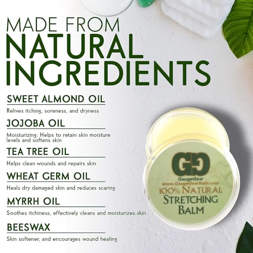 Ear Stretching Balm | 10 ml Jar | Piercing Aftercare | Stretched or Damaged Skin Care | All Natural Moisturizing Salve w/Jojoba