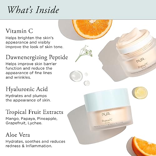 P?R MINERALS Tropical C Brightening Vitamin C & Peptide Moisturizer, Vitamin C, Peptide, Hyaluronic Acid, 1.76 oz