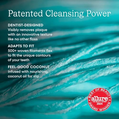 Cocofloss Woven Dental Floss, Dentist-Designed Oral Care, Waxed, Vegan, Kid-Friendly, with Coconut Oil, 4-Pack of Mint, Coconut, Orange, Strawberry (33 yard Each)