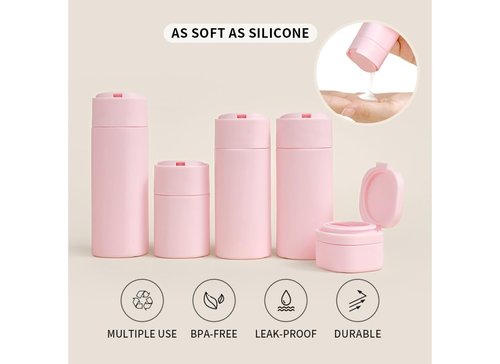 Sprigold 5 Pack Brief and Fashion Travel Bottles TSA Approved, BPA Free Travel Size Travel Containers Refillable Squeeze Bottles for Cosmetic Shampoo Cream Conditioner Lotion Soap… (Nordic white)