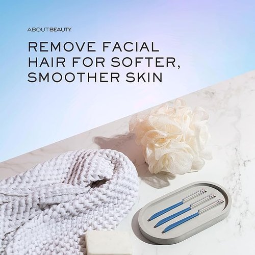 About Face Pro-Premium Facial Razors - 12 Beauty Groomers for Hair Removal, Ideal for Shaving, Exfoliating and Brow Shaping, Japanese Stainless Steel Gently Removes Facial Hair