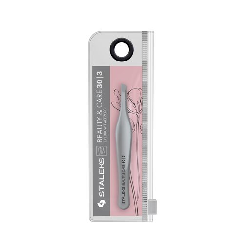 STALEKS BEAUTY & CARE 30 Type 3 Eyebrow Tweezers – Wide Beveled Stainless Steel with Ergonomic Handles for Thick Brows & Home Use