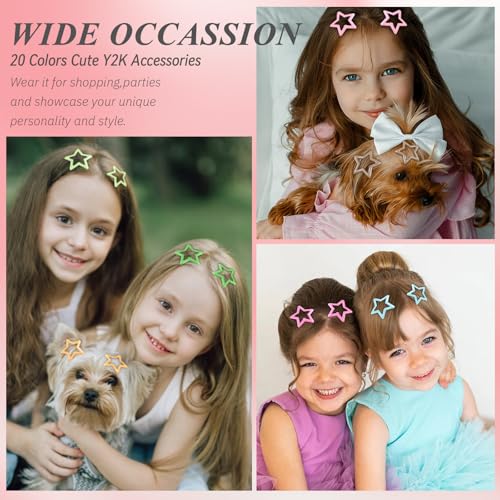 80Pcs Y2K Star Hair Clips - Colorful Metal Snap Hair Barrettes for Women Girls Non-Slip Cute Star Hair Accessories for Daily Party