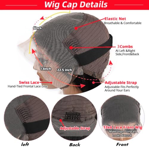 Nakkia 30 Inch Deep Wave Lace Front Wigs Human Hair 13x6 HD Transparent Lace Frontal Wig 180% Density Deep Curly Human Hair Pre Plucked Glueless Wigs for Women Natural Color