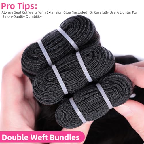 PERISMODA Burmese Curly Bundles Human Hair 100% Unprocessed Raw Virgin Water Wave Quick Weave Hair Bundles with Spiral Curly Ends 15A 3C4A Kinky Curly Human Hair One Bundles Natural Black 26 Inch