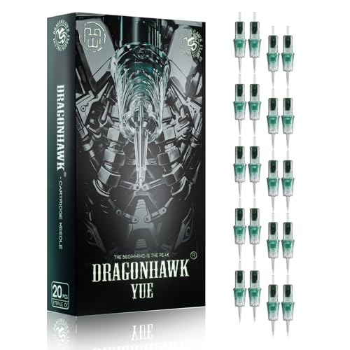 Dragonhawk Yue Professional Tattoo Needles - 20Pcs 1003RL Round Liner Tattoo Cartridges 0.3MM Precise Line Work for Tattoo Artists Disposable Needles