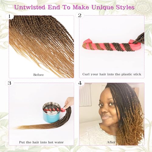 MOSINA Senegalese Twist Crochet Hair 8 Packs Ombre Crochet Braid 14 Inch Crochet Hair For Black Women Professional Synthetic Braiding Hair 30 Strands/Pack (14 Inch, 1B/27)