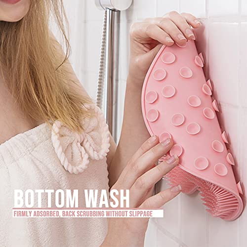 Shower Foot Scrubber Mat with Non-Slip Suction Cups, Foot Back Cleaning Pad Back Washer Exfoliating Bath Wash Pad, Wall Mounted Slip Suction Cups for Use in Cleaner Men and Women (Blue)