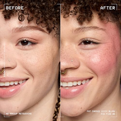 NYX PROFESSIONAL MAKEUP Fat Cheeks Liquid Blush, Buildable, Dewy Blush with Long-Lasting 12HR Wear - Fig Fizz (Soft Peach)