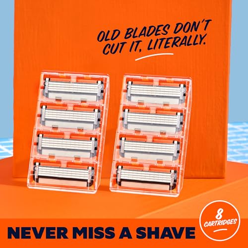 Dollar Shave Club | 4 Blade Razor Refills (8 Pack) | Swift Rinse Blades for Longer and Thicker Hair