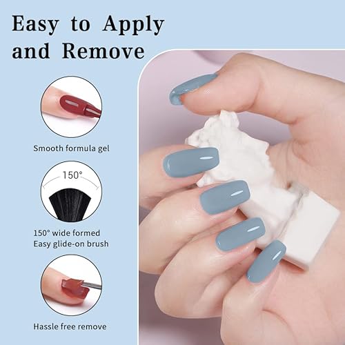 JR Nail Gel Polish 9pcs 15ml Set Blue Winter Serise Gel Polish Kit UV LED Soak Off Polish Nail Art Manicure Salon Diy Home Gift I