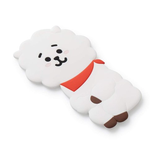 BT21 RJ Character Small Mini Travel Handheld Hand Mirror for Women and Girls, White