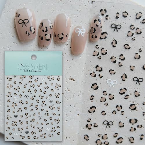 Leopard Print Nail Art Stickers, Coquette Nail Decals,Self-Adhesive, Nail Accessories & Supplies, Durable & Long-Lasting