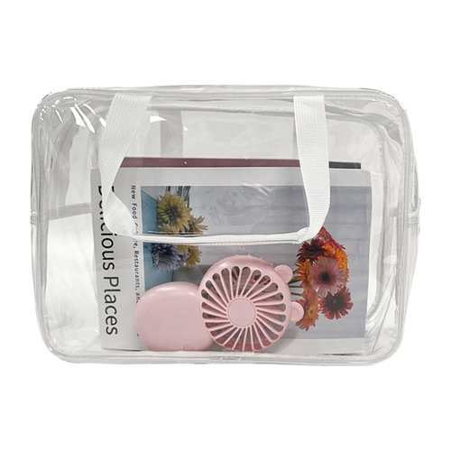 TotePrint Large Clear Transparent Gift Pouch Wash Travel Makeup Cosmetic Bag with Handle for Travel Bathroom Toiletry Organizer (Clear)