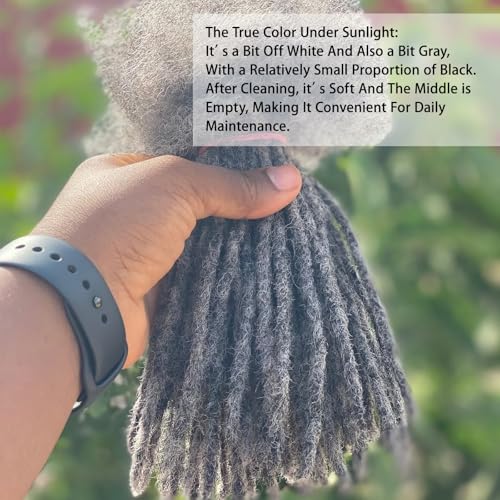 Loc Extensions Human Hair 100% Black and Gray 0.2cm 10inch 60 strands Salt and Pepper Grey & Black Handmade Dreadlock Extensions