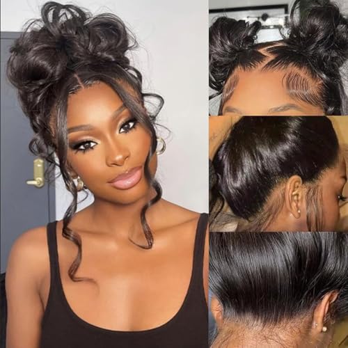 360 Lace Frontal Closure Body Wave Human Hair 12A Full 360 HD Transparent Lace Frontal 360 Body Wave Human Hair Closure 100% Human Hair Natural Black 20 Inch
