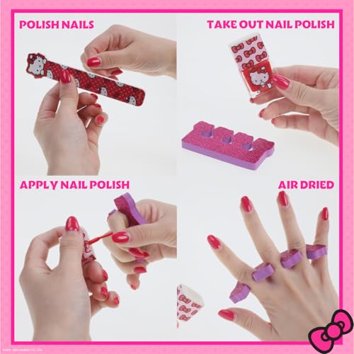 Hello Kitty Train Case Cosmetic Makeup Set Includes Lip Gloss, Eye Shimmer, Nail Polish, Hair Accessories & More! For Girls, Ages 6+ Perfect for Parties & Makeovers by Townley Girl