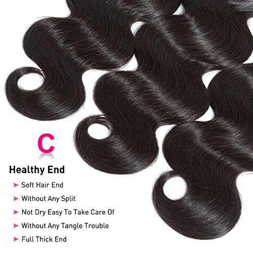 Flady Hair 10A Brazilian Body Wave Virgin Hair 3 Bundles 14 16 18inch Unprocessed Virgin Human Hair Weave Bundles Natural Black Remy Hair