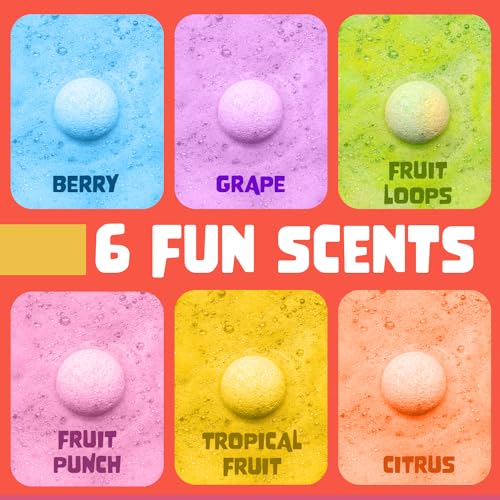 Superhero Boys Bath Bombs with Surprise Hero Toys Inside (12 Pack) - Large Bubble Bomb, Fruity Scents, Relaxing Aromas - Ideal Birthday Gift for Kids by Two Sisters