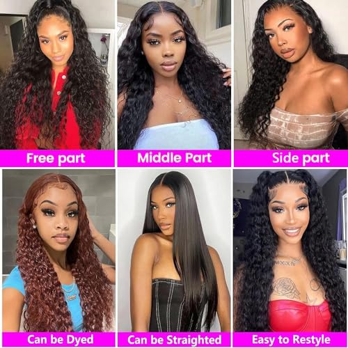 12A Deep Wave Bundles Human Hair 18 20 22 Inch 100% Unprocessed Brazilian Virgin Deep Curly Human Hair 3 Bundles Wet and Wavy Double Weft Deep Wavy Hair Extensions Real Human Hair Natural Black