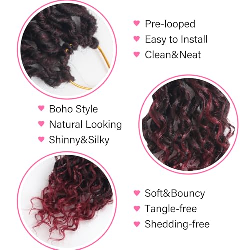 Goddess locs crochet hair, 9 packs soft boho faux locs with curly ends bohemian crochet dreads for black women(14Inch,#Tbug)