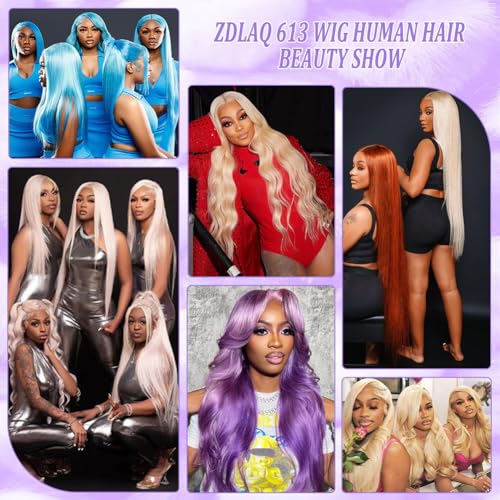 32 Inch 613 13x6 Lace Front Wig Human Hair 200% Density Straight Blonde Wig Human Hair 613 HD Lace Frontal Wig Human Hair Pre Plucked Blonde Glueless Wig for Women