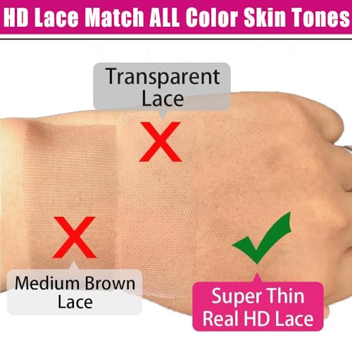 13x6 HD Lace Frontal, 0.11mm Ultra-Thin Skinlike Invisible Swiss Real HD Lace Frontal Closure Pre Plucked with Baby Hair Brazilian Virgin Human Hair Ear to Ear 13x6 Lace Frontal 12 Inch