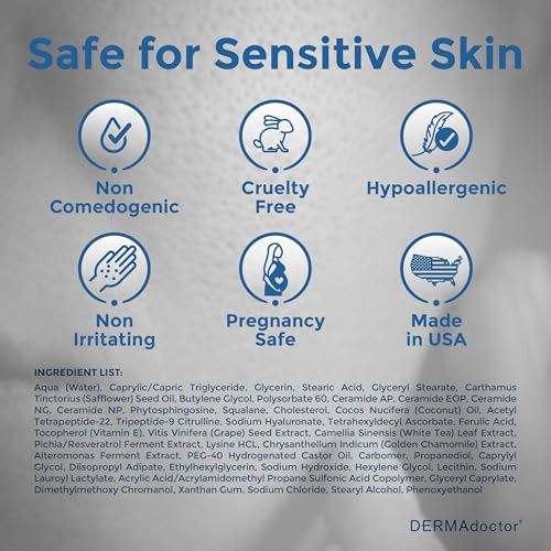 DERMAdoctor Calm Cool + Corrected Dermatologist Formulated Vitamin C Face Cream with Ferulic Acid + Vitamin E Oil; Ceramide Moisturizer for Sensitive Skin - 2.0 oz